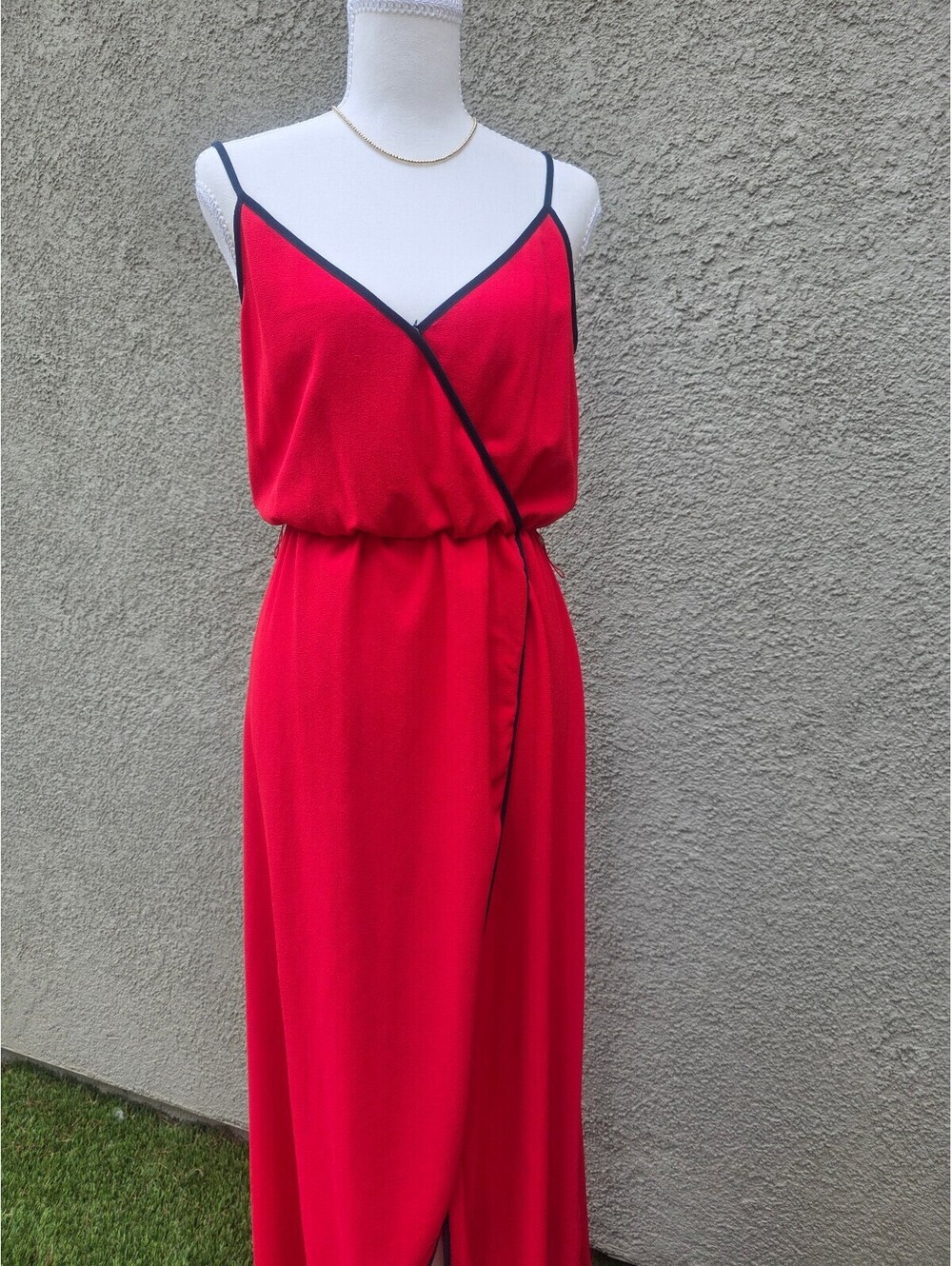 Felicity & Coco Red Maxi Dress with Black Trim Size Small